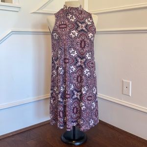 Pink Rose Geometric Patterned Swing Dress